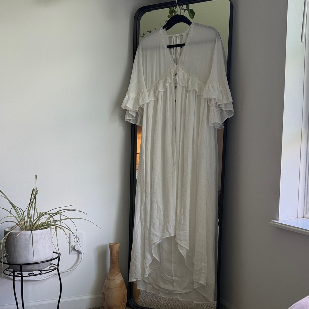 Bohemian White Ruffled Maxi Dress